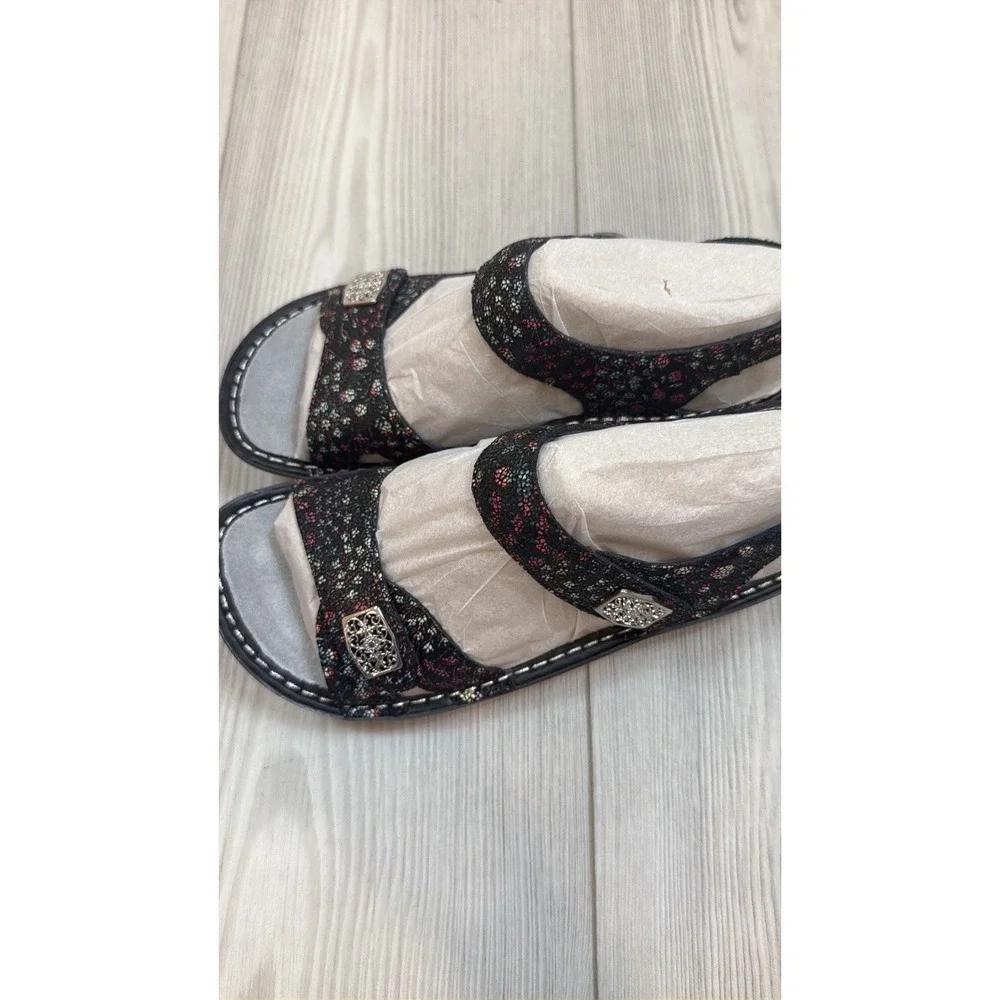 NEW Alegria Vienna Lush Floral Leather Sandals Black Multi 36 US 6-6.5 VIE-940